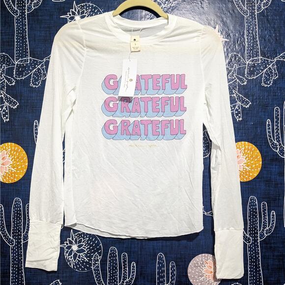 NEW Spiritual Gangster Grateful Active Long Sleeve Tee White Women's XS / Small - Picture 5 of 10